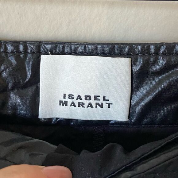 Isabel Marant Anea Coated Cotton Black Pants Trousers Straight Leg Size M - Picture 15 of 16